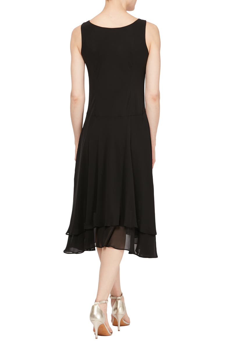 SL FASHIONS Beaded Detail Chiffon Dress with Jacket, Alternate, color, Black