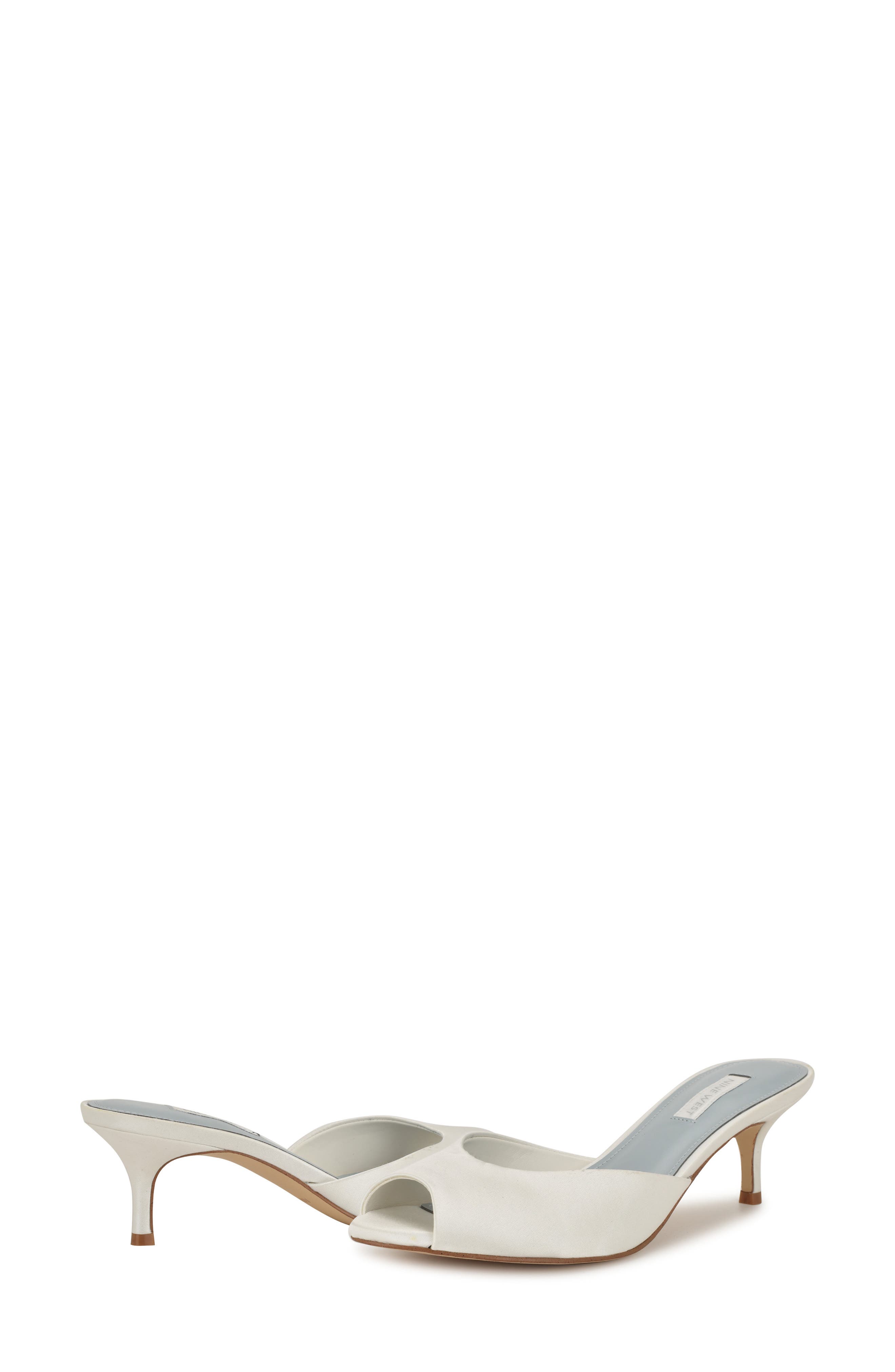 Nine West Luvlie Kitten Heel Slide Sandal, Alternate, color, White
