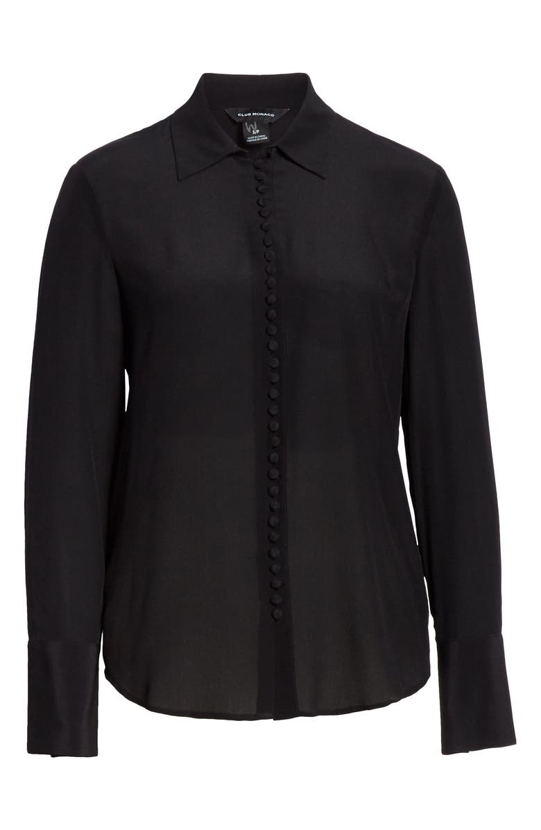 Club Monaco Helek Covered Button Silk Shirt, Alternate, color, 