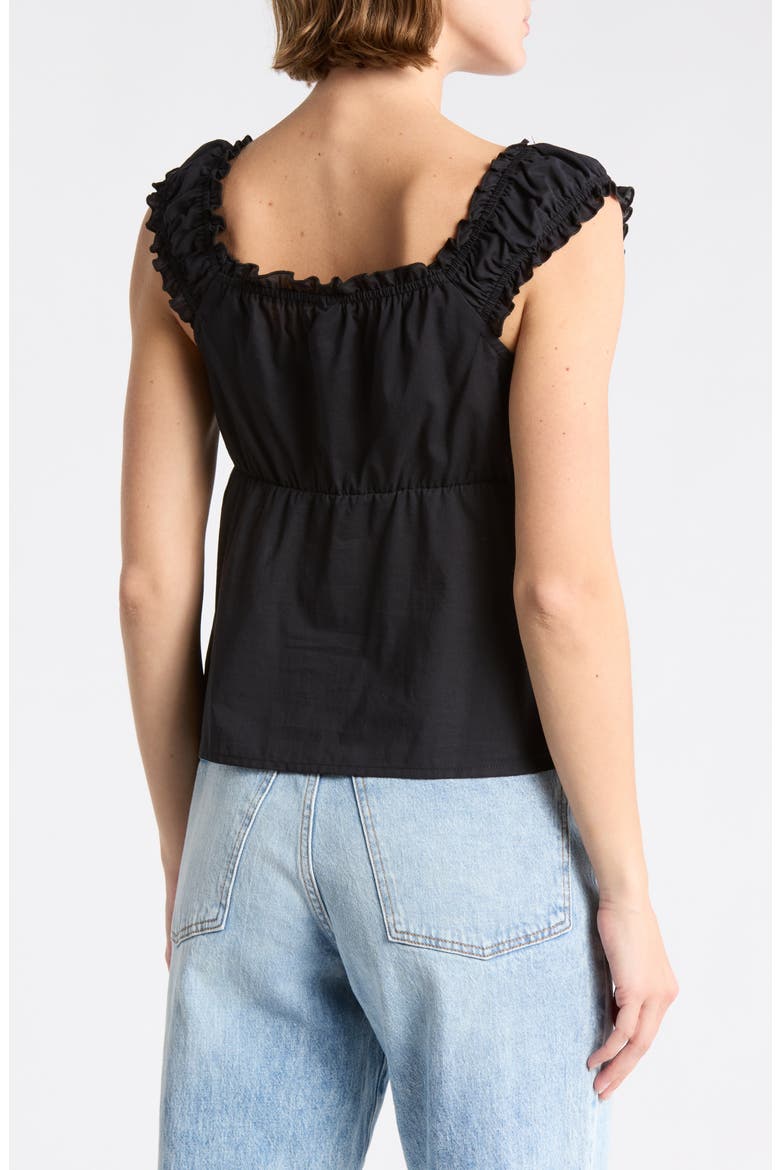 Button Front Cotton Top, Alternate, color, BLACK