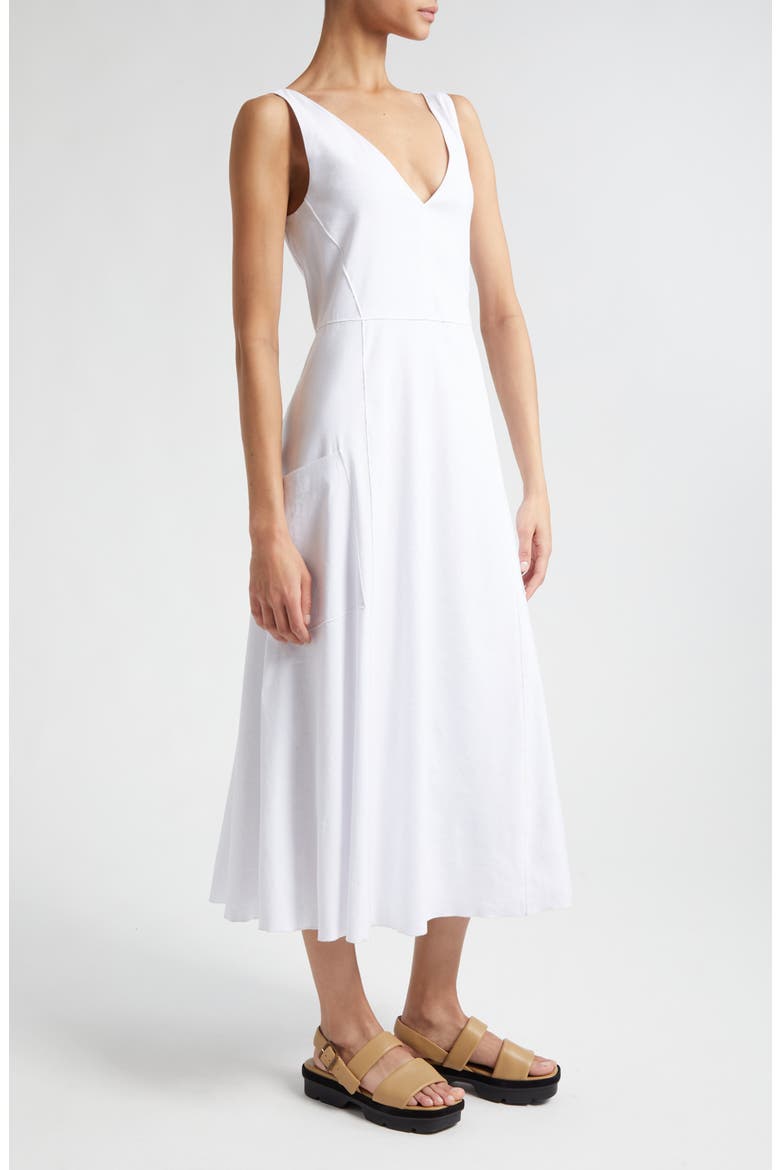 Patch Pocket Linen Blend Midi Dress, Alternate, color, OPTIC WHITE