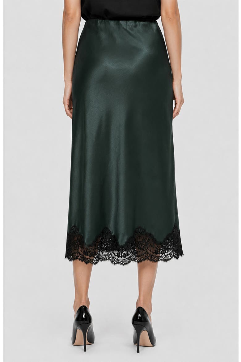 Marisa Bias Cut Lace Trim Satin Skirt, Alternate, color, PONDEROSA PINE/ BLACK