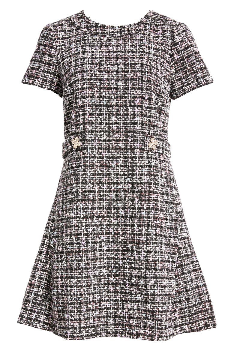 Bouclé Shift Dress, Alternate, color, BLACK