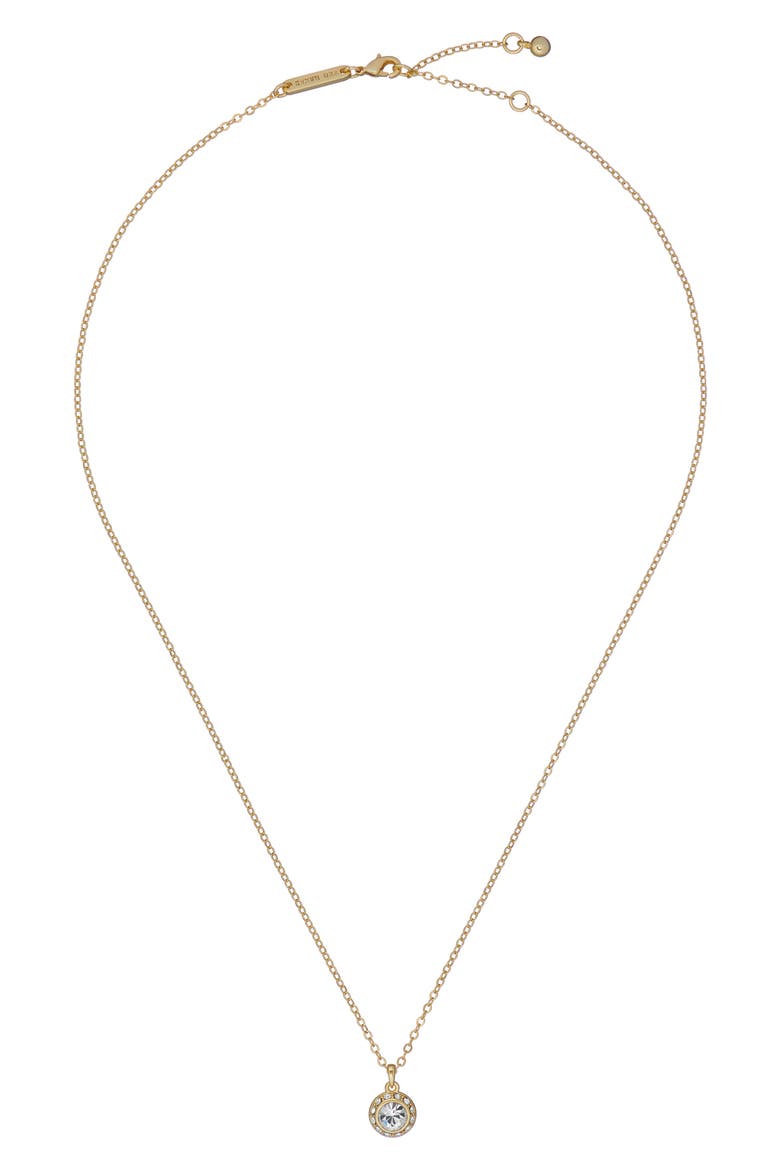Soltell Solitaire Crystal Halo Pendant Necklace, Alternate, color, GOLD TONE CLEAR CRYSTAL