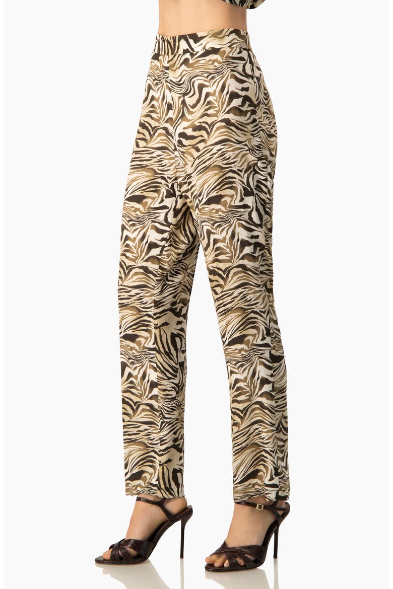 Zebra Print Straight-Leg, High-Waist Ankle-Length Pants, Alternate, color, Olive Green