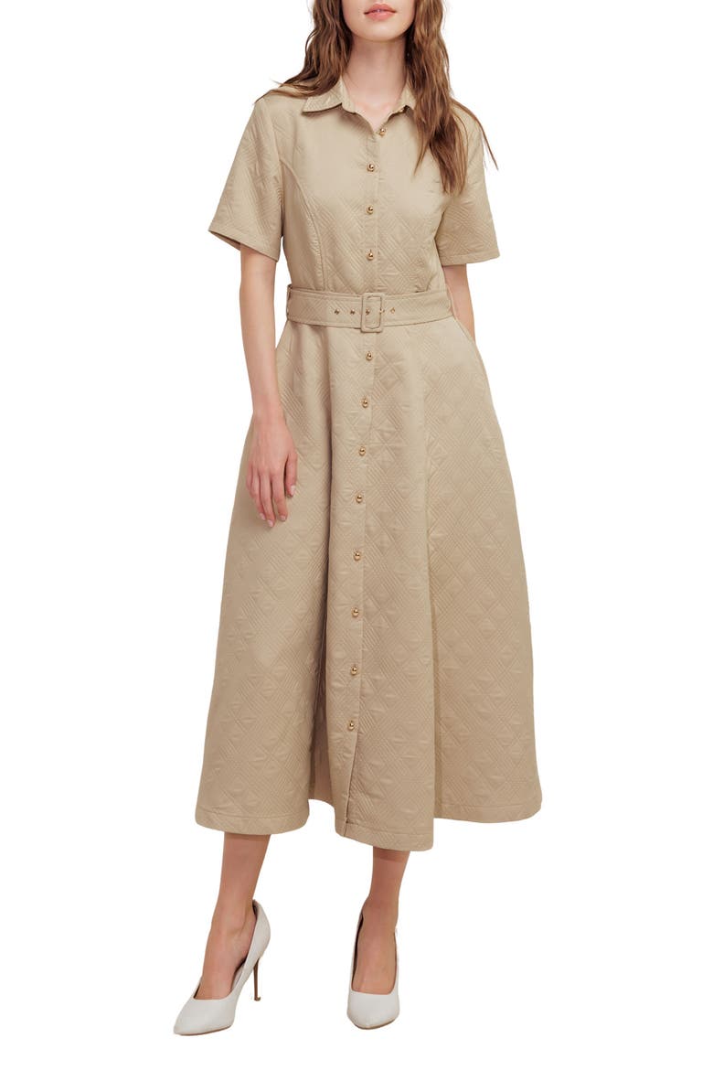Diamond Stitched A-Line Dress, Main, color, TAUPE