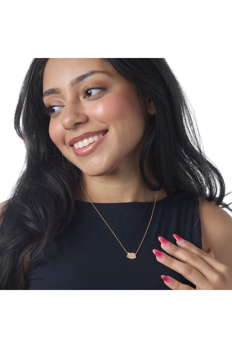 Necklace for Women 18" Official License, Cubic Zirconia Pendant, Alternate, color, Metallic Gold