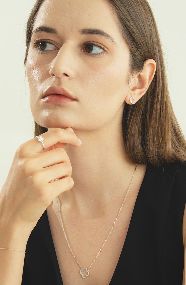 Bearfruit Jewelry Sterling Silver 18k Gold Plated Aria Clover Stud Earrings Minimal Trendy, Alternate, color, Silver