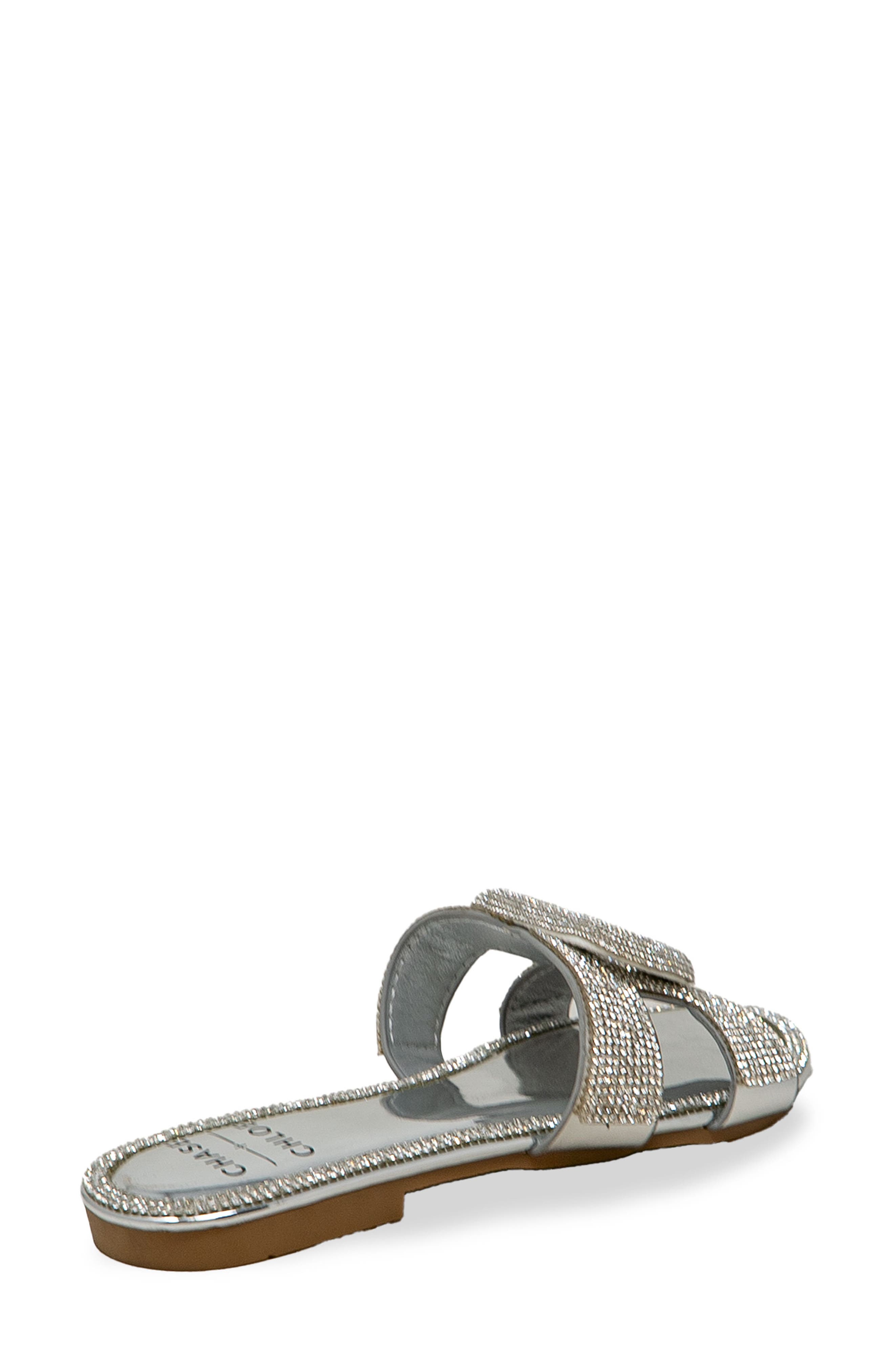 Rhinestone Embellished Slide Sandal, Alternate, color, SILVER METALLIC