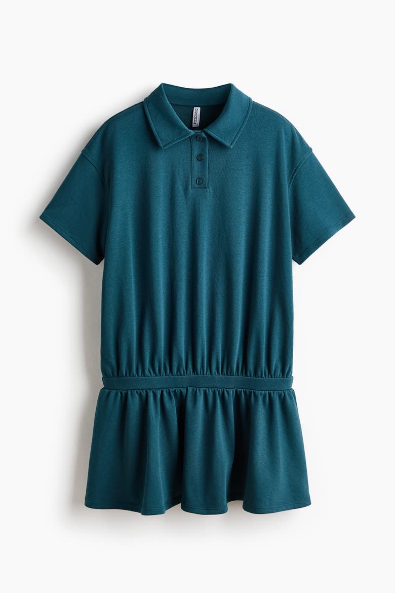 Sweatshirt Polo Dress, Alternate, color, Dark turquoise