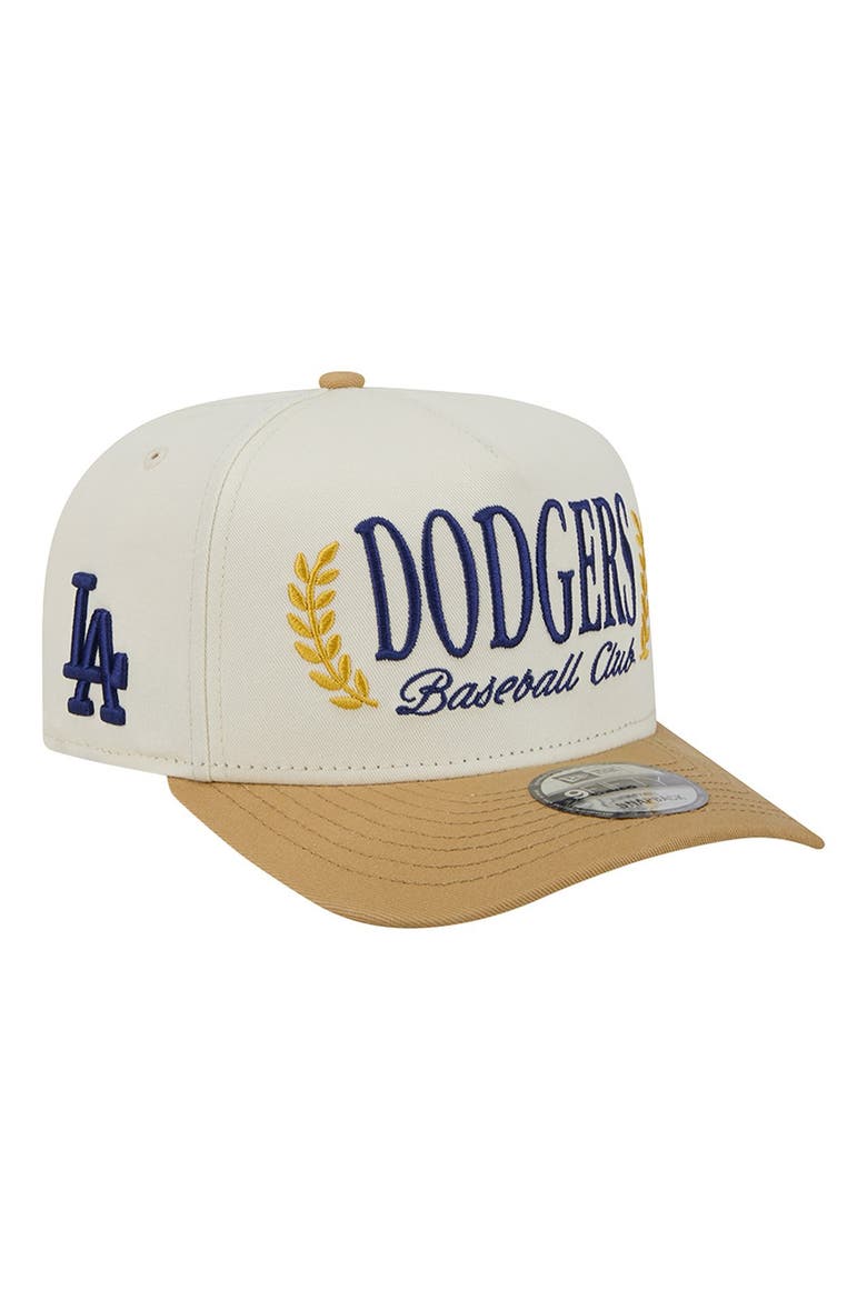 Men's New Era Cream Los Angeles Dodgers Club 9FIFTY A-Frame Snapback Hat, Main, color, Cream