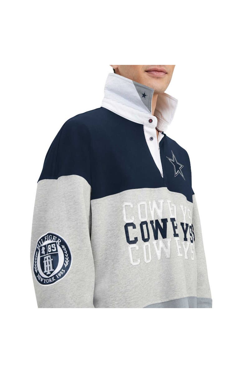 Tommy Hilfiger Men
s Tommy Hilfiger Heather Gray/Navy Dallas Cowboys Connor Oversized Rugby Long Sleeve Polo, Alternate, color, Heather Gray