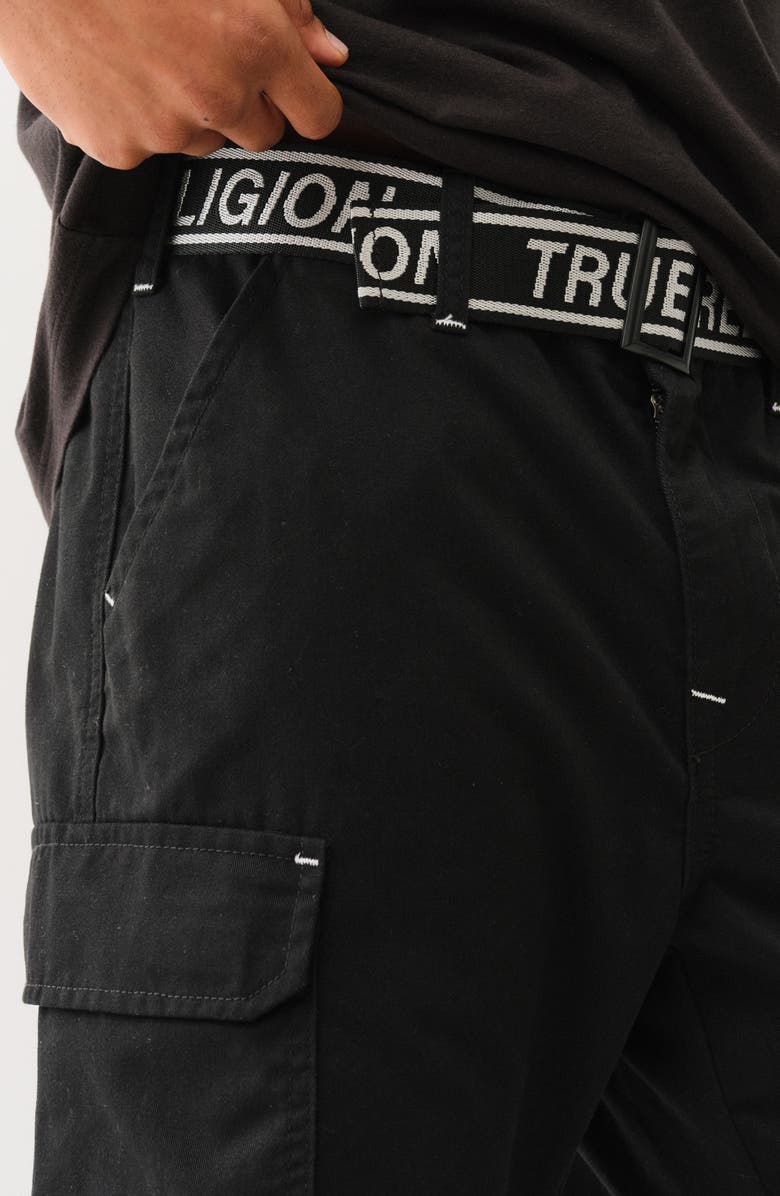 True Religion Logo Belt Cargo Shorts, Alternate, color,