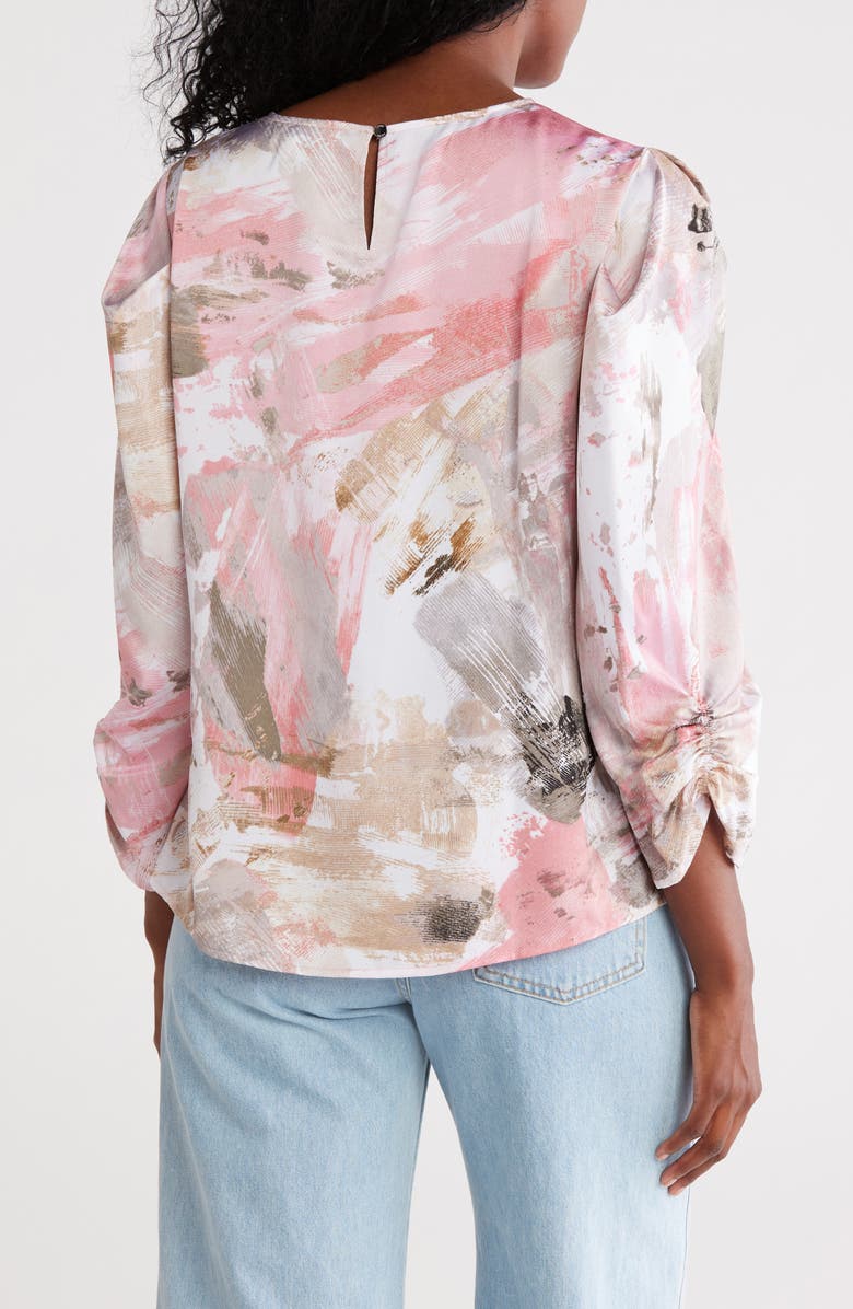 DKNY Cinched Three-Quarter Sleeve Top, Alternate, color,