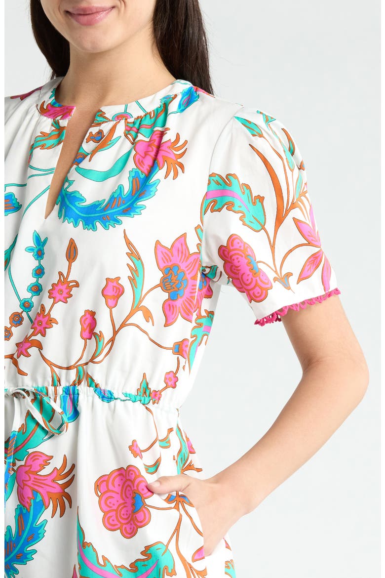 Izzie Floral Bouse Shift Minidress, Alternate, color, WHITE-FUCHSIA
