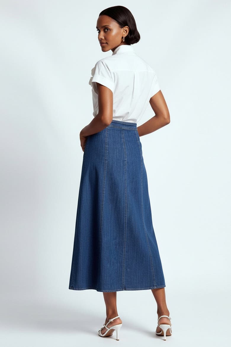 Aliana Denim Midi Skirt, Alternate, color, INDIGO