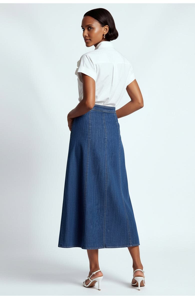 Exquise Aliana Denim Midi Skirt, Alternate, color, Indigo