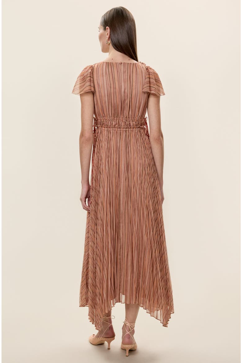 Celeste Stripe Pleated Dress, Alternate, color, Persimmon Stripe Multi