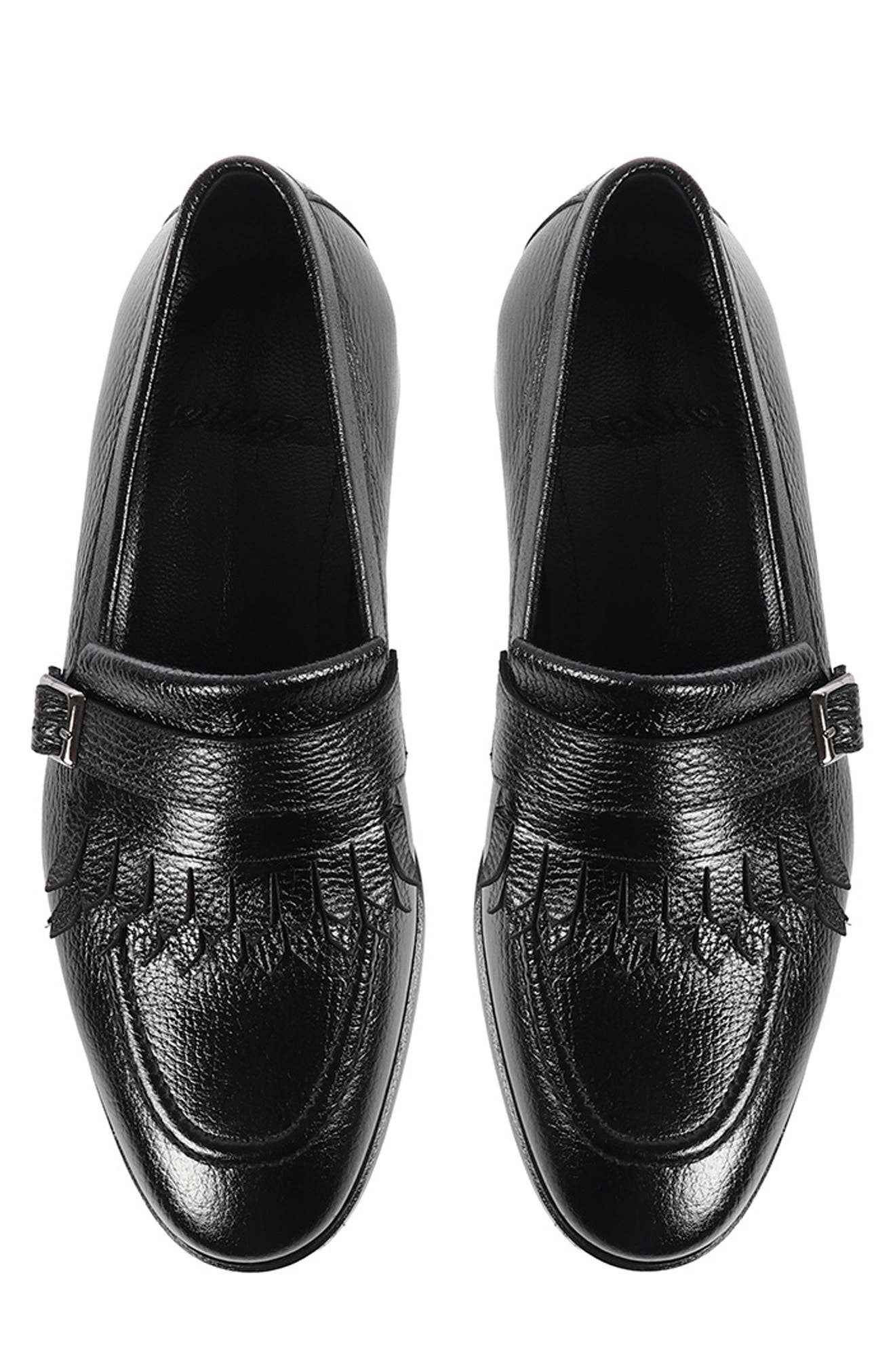 VELLAPAIS Tortoise Kiltie Fringe Loafer, Alternate, color, Black