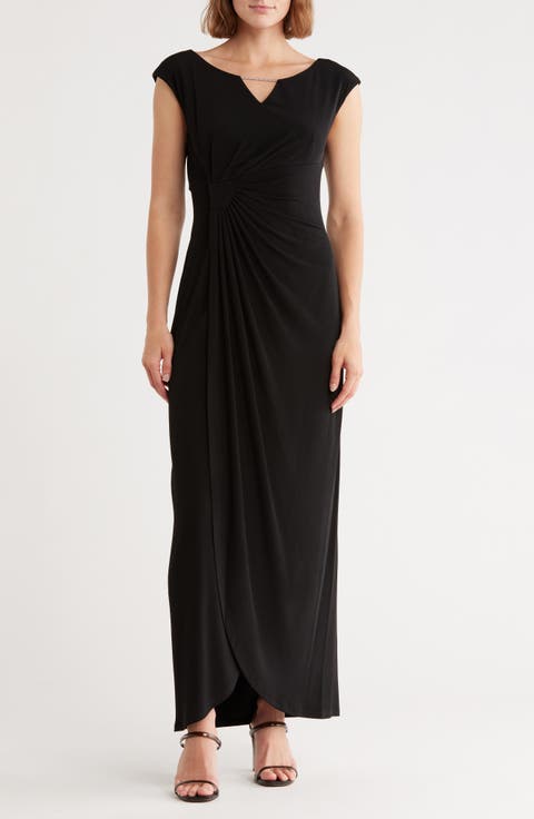 Crystal Notch Side Ruched Gown