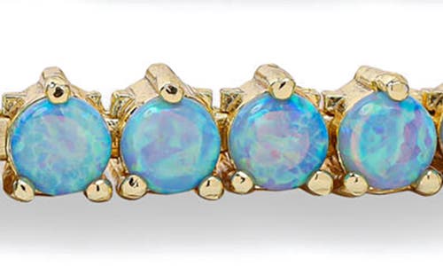 Melinda Maria Not Your Basic Lab-created Opal Tennis Bracelet In Goldlue Opal
