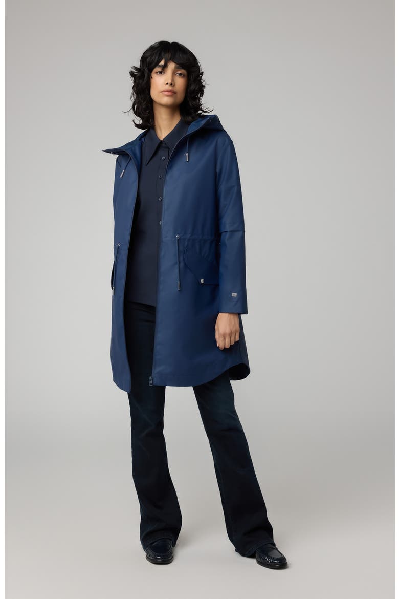 Sophie Hooded Waterproof Raincoat, Alternate, color, LAPIS