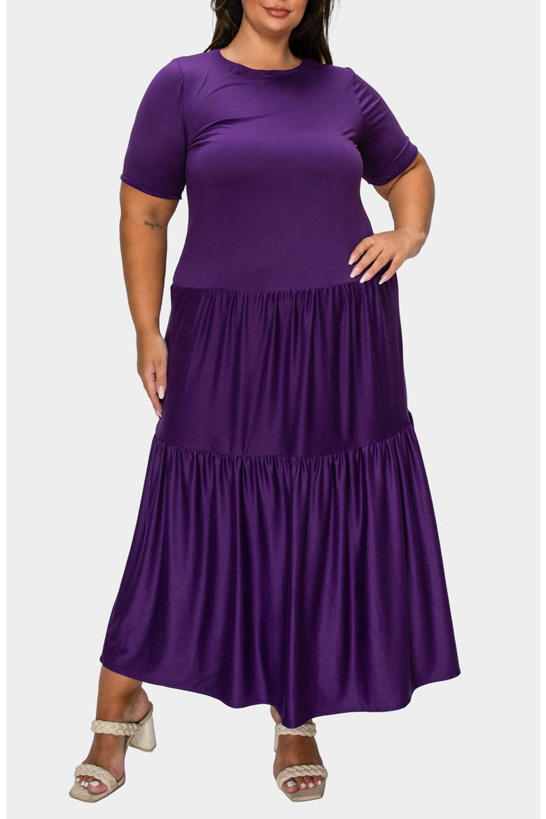 Jourdan Tiered Maxi Dress, Alternate, color, EGGPLANT