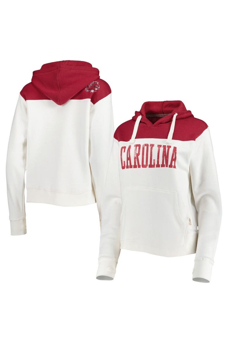 Women's Pressbox White/Garnet South Carolina Gamecocks Chicago 2-Hit Yoke Pullover Hoodie, Alternate, color, White