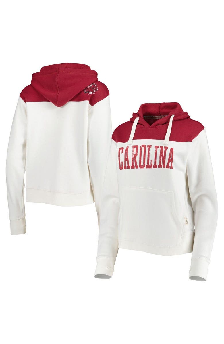 PRESSBOX Women's Pressbox White/Garnet South Carolina Gamecocks Chicago 2-Hit Yoke Pullover Hoodie, Alternate, color,