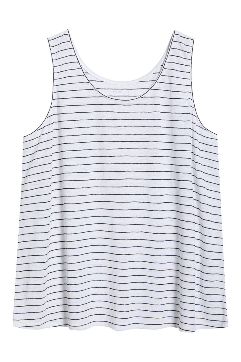 Stripe Organic Linen Tank, Alternate, color, WHITE/ BLACK