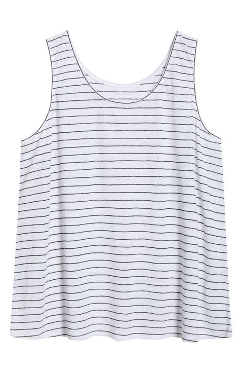 Stripe Organic Linen Tank (Plus)