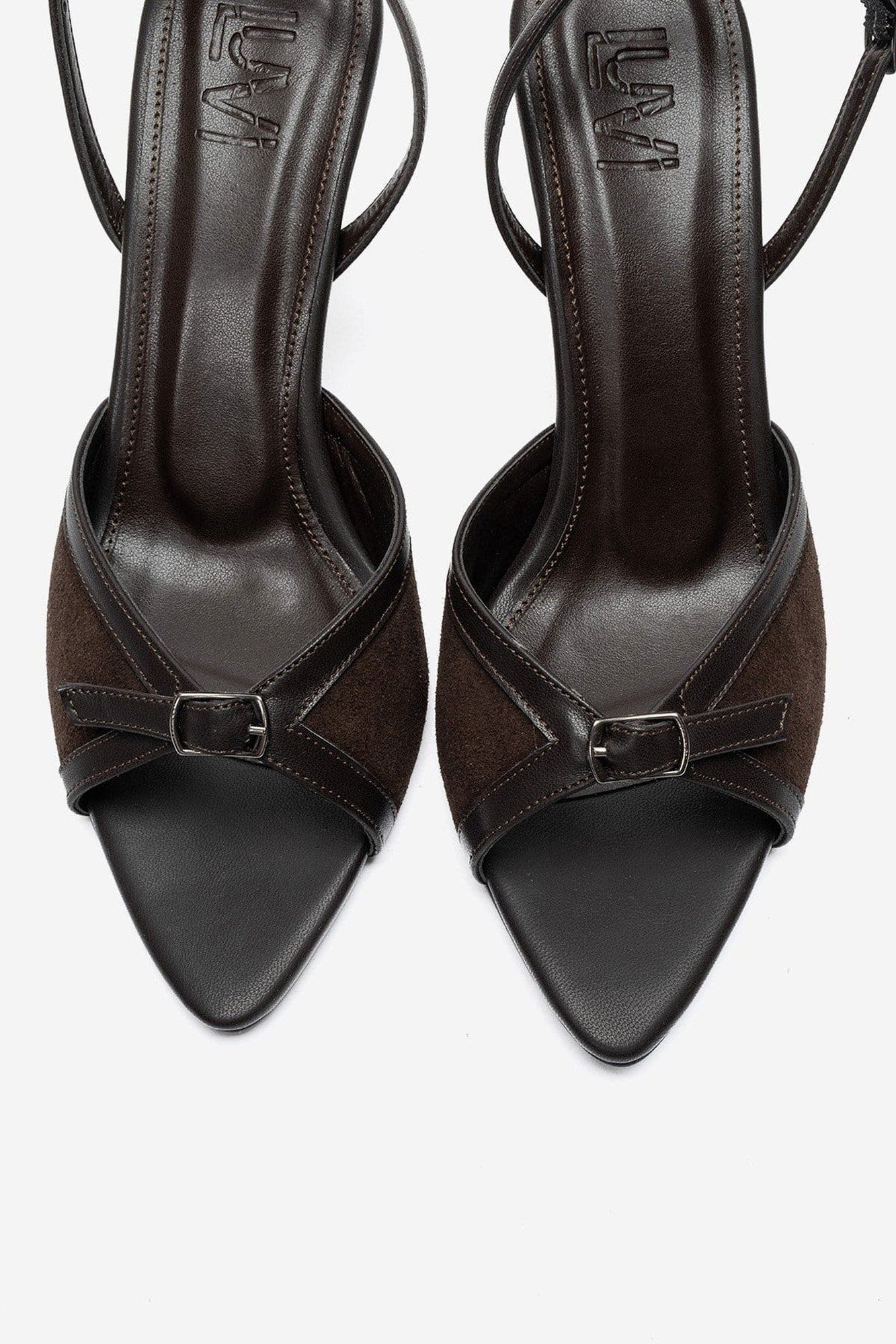 Ulea Stiletto Strap Sandal, Alternate, color, Brown Suede