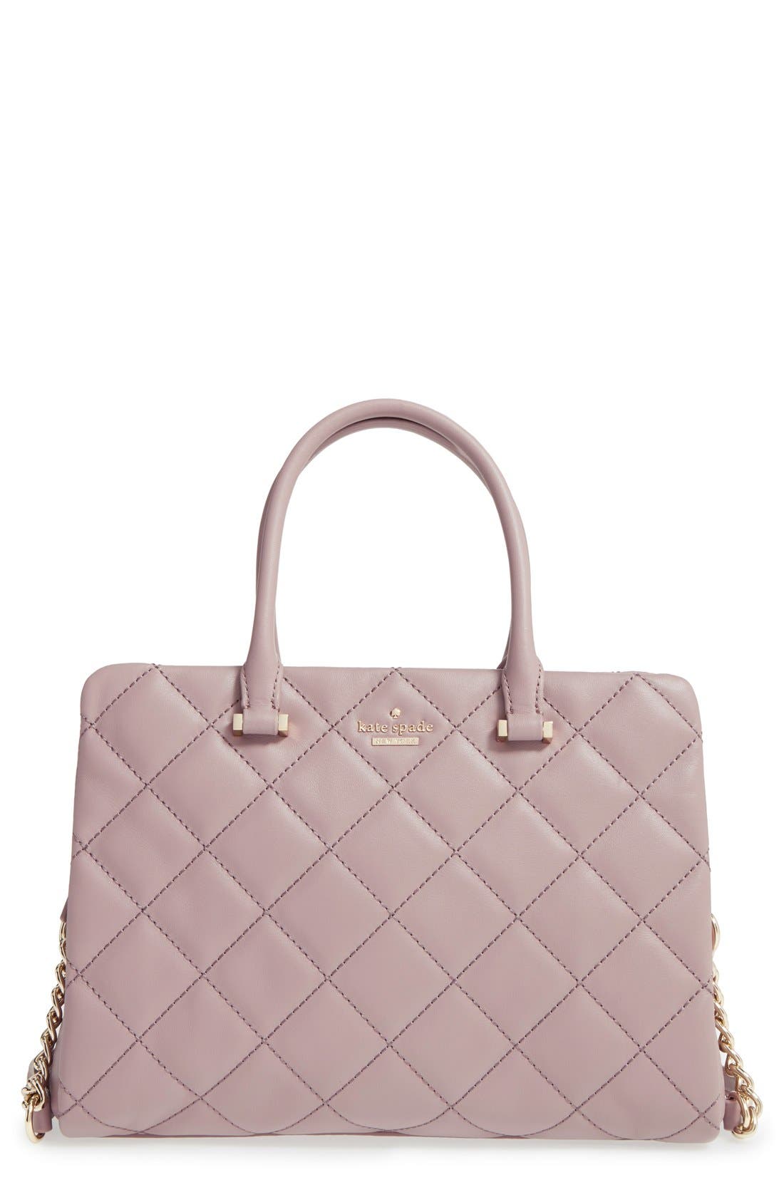 Kate Spade New York emerson place - olivera quilted leather satchel, Main, color, Porcini