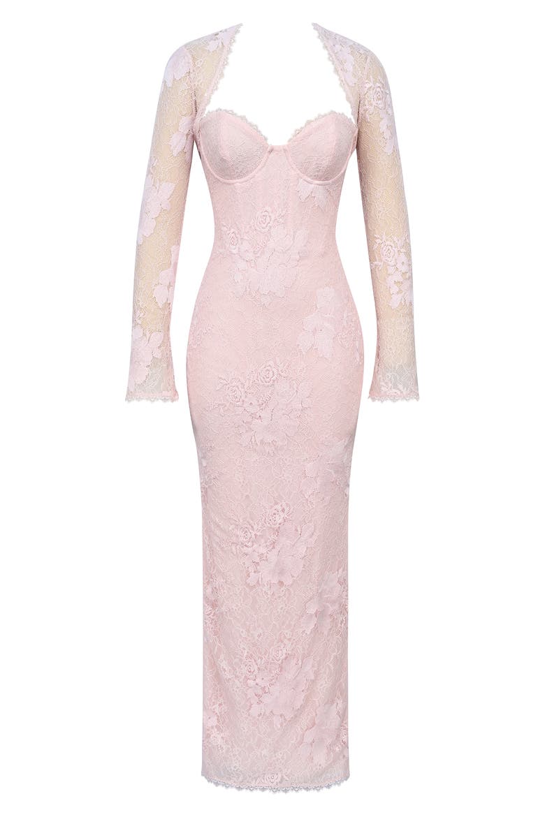 Lucienne Lace Corset Strapless Gown & Bolero, Alternate, color, PINK