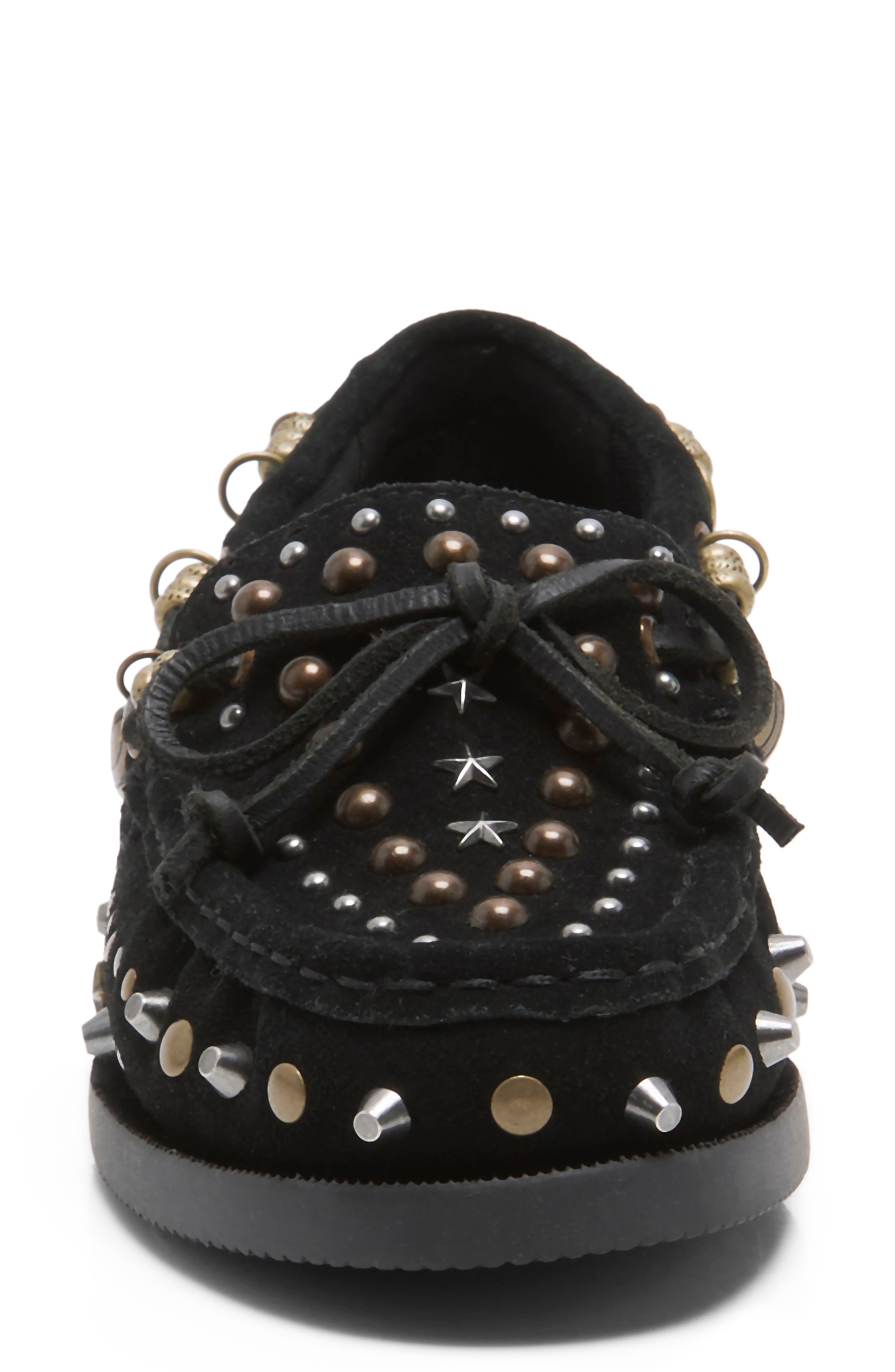 Stargazer Studded Boat Shoe, Alternate, color, BLACK SUEDE