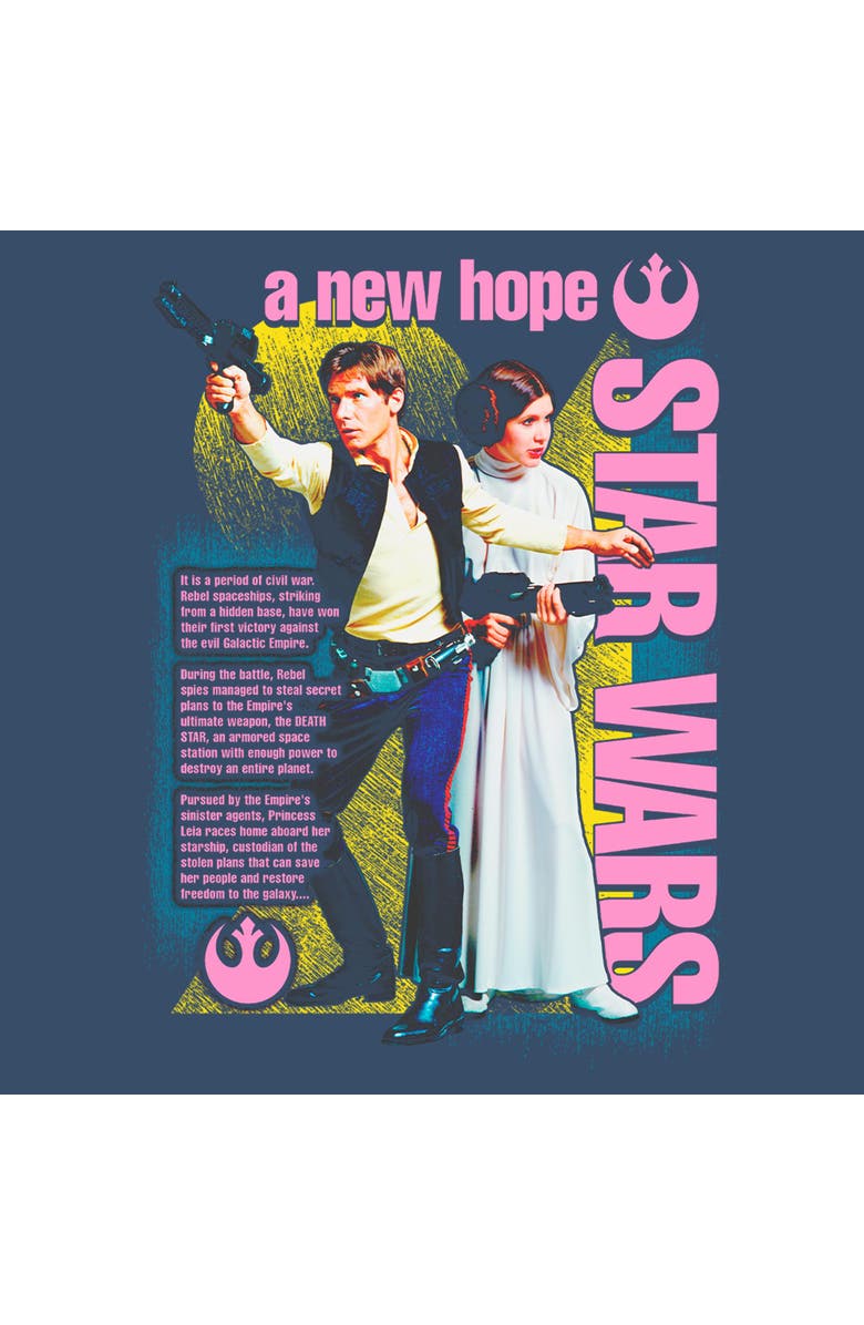 Star Wars: A New Hope Men's Star Wars A New Hope Pink Han and Leia Poster Graphic T-Shirt, Alternate, color, Midnight