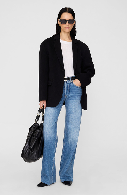 Anine Bing Quinn Cashmere Blend Blazer In Black