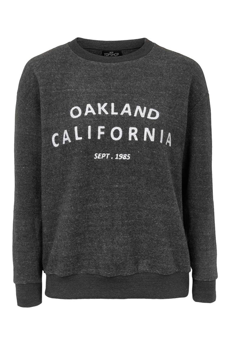 'Oakland' Crewneck Sweatshirt, Alternate, color, CHARCOAL