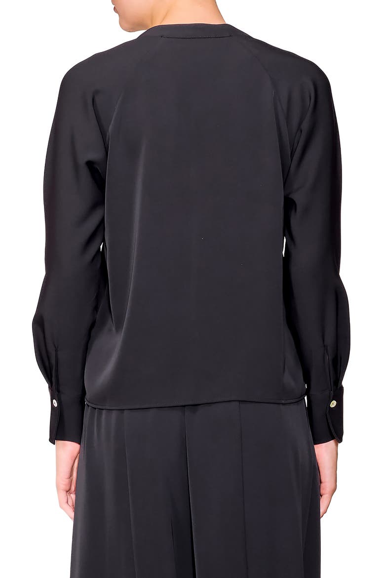 Crepe Split Front Top, Alternate, color, BLACK