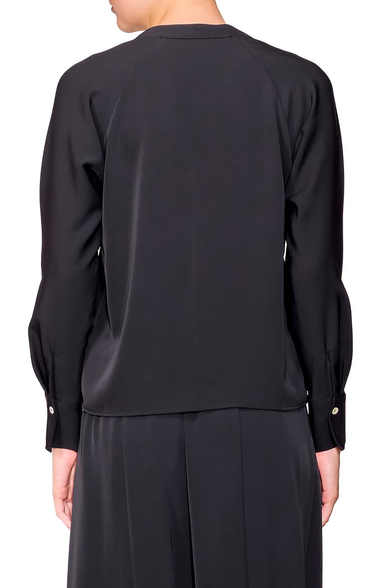 MELLODAY Crepe Split Front Top, Alternate, color, Black