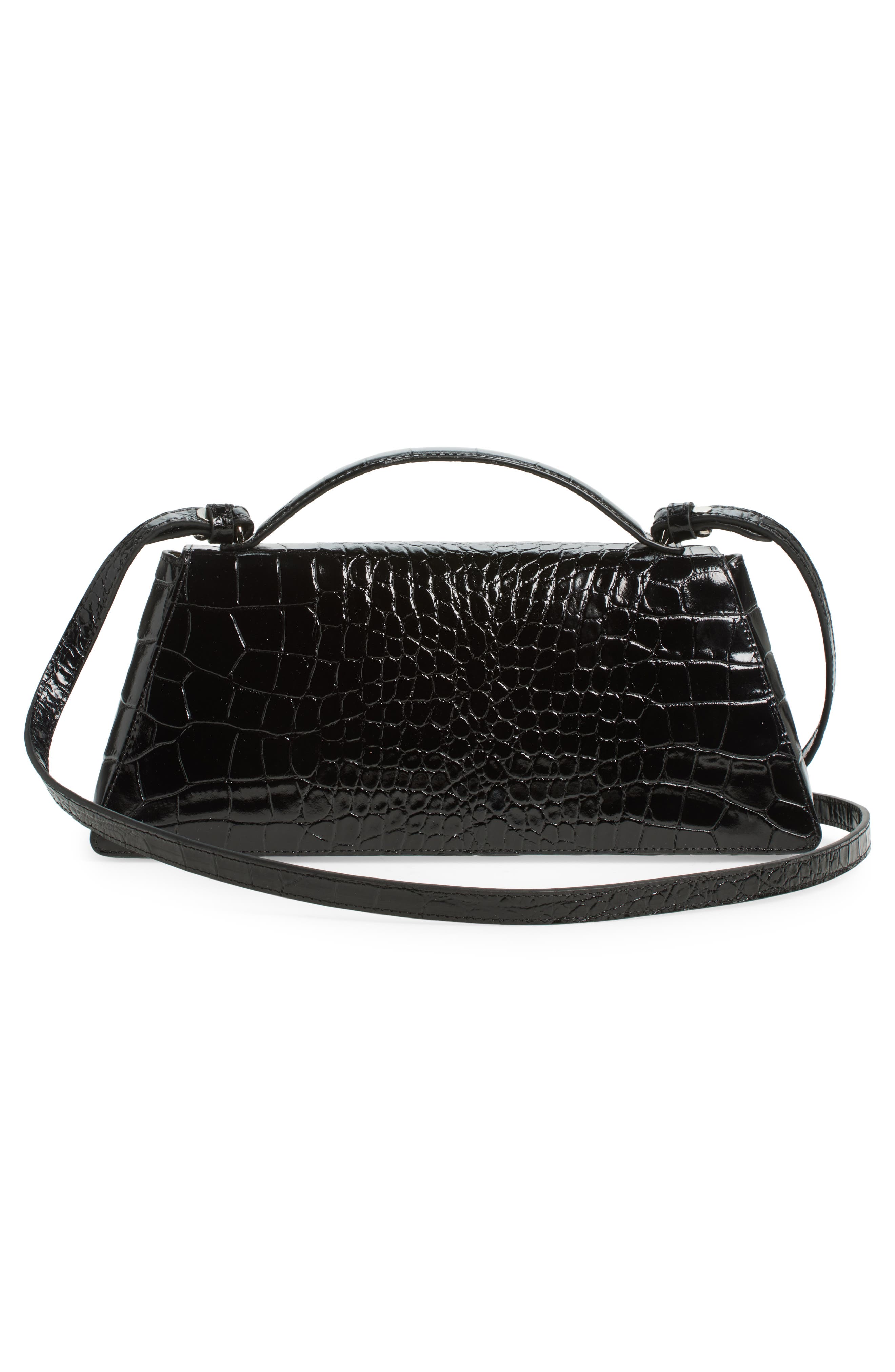 Reformation Gia Croc Embossed Leather Shoulder Bag, Alternate, color, 