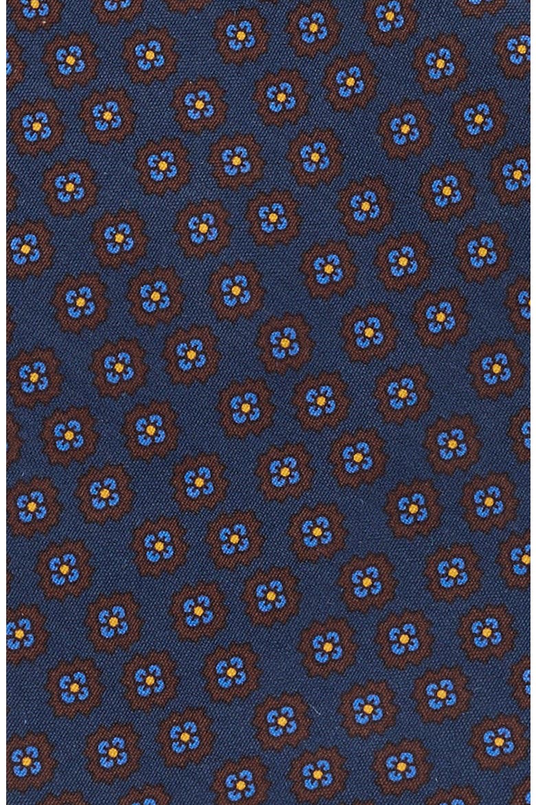 Floral Silk Tie, Alternate, color, NAVY MICRO MEDALLION