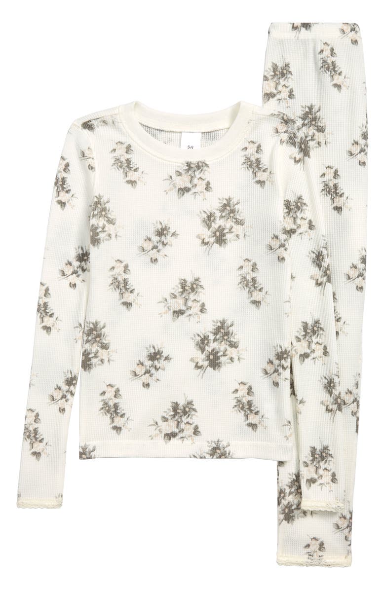 Something Navy Lace Trim Fitted Two-Piece Pajamas, Main, color, 