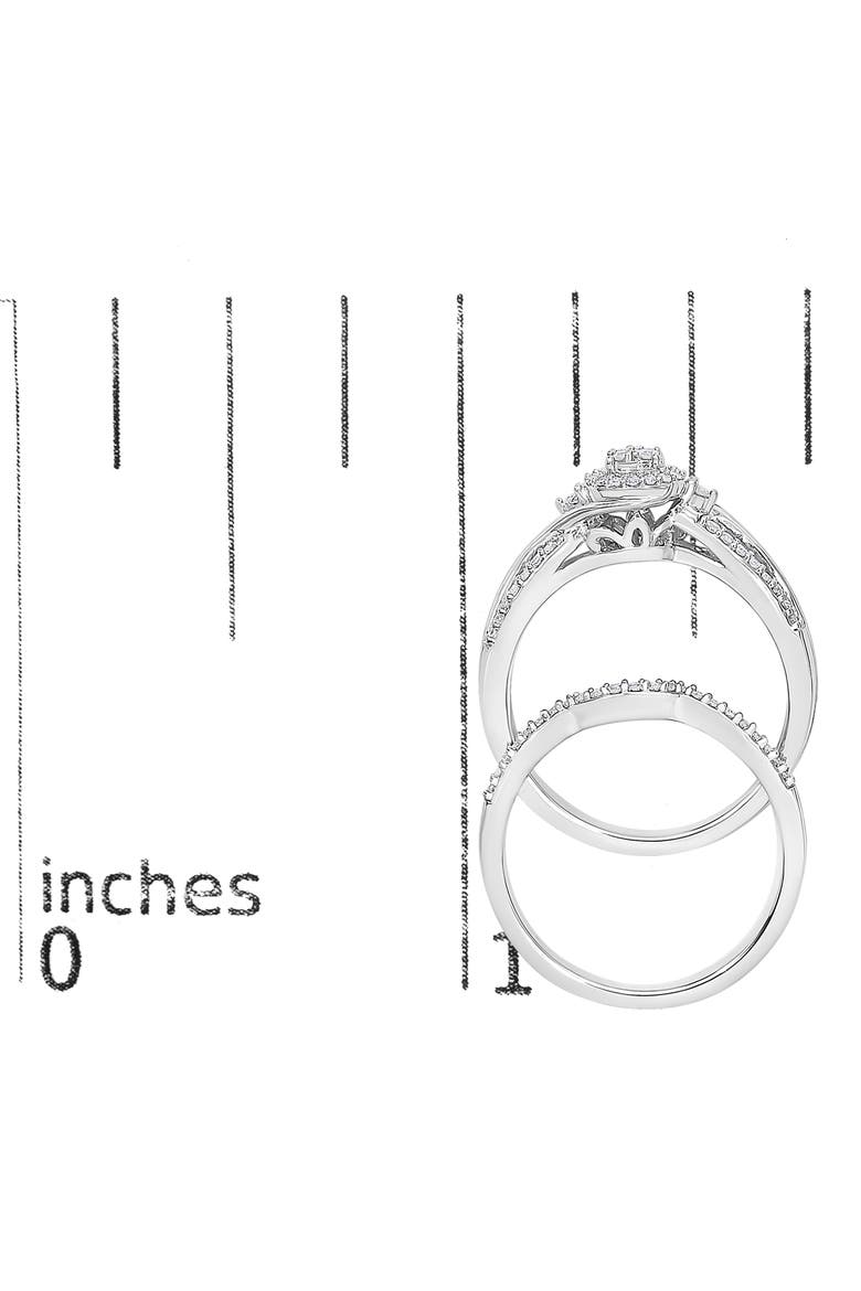 Silver 1/3 Cttw Diamond Bridal Set Ring and Band, Alternate, color, White