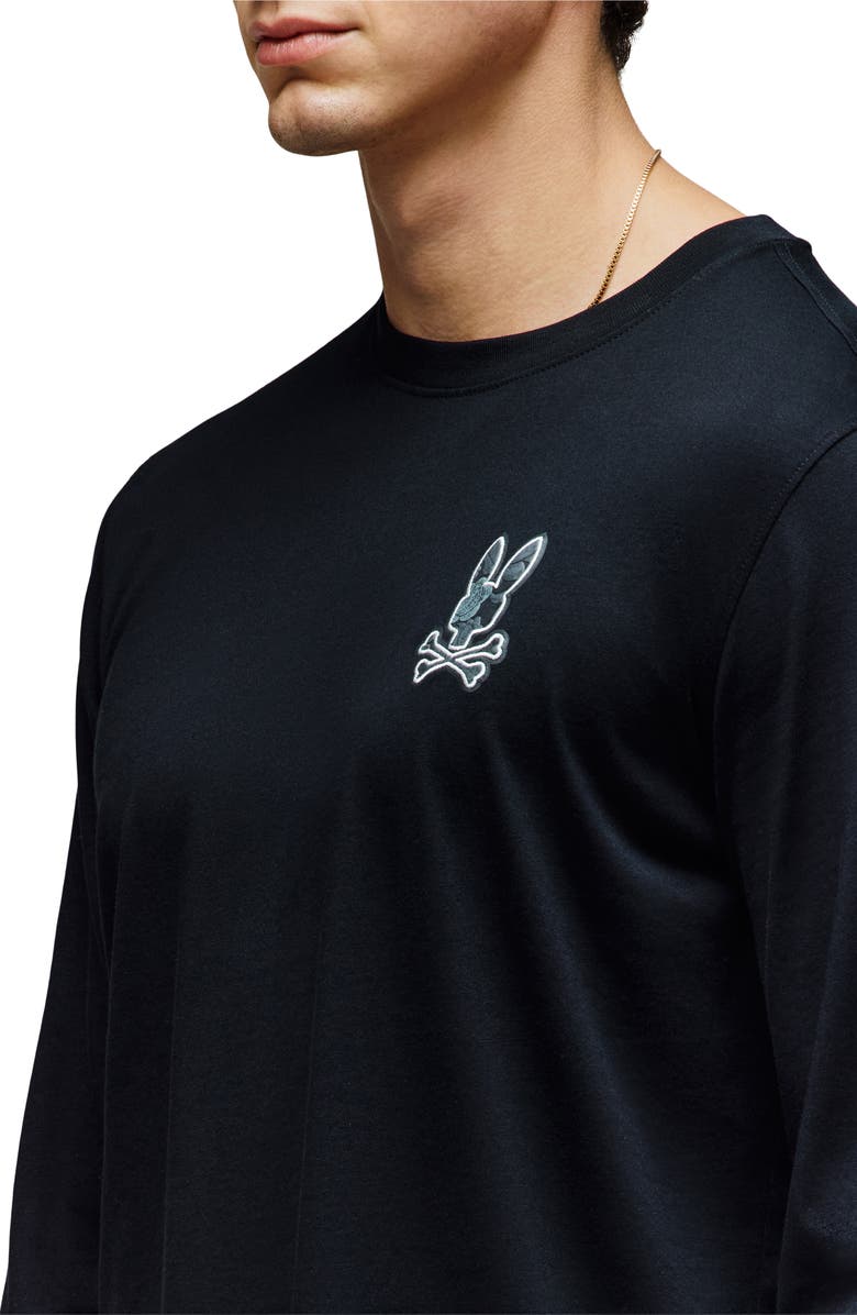 Psycho Bunny Rowen Long Sleeve Floral Bunny Embroidered Pima Cotton T-Shirt, Alternate, color, 