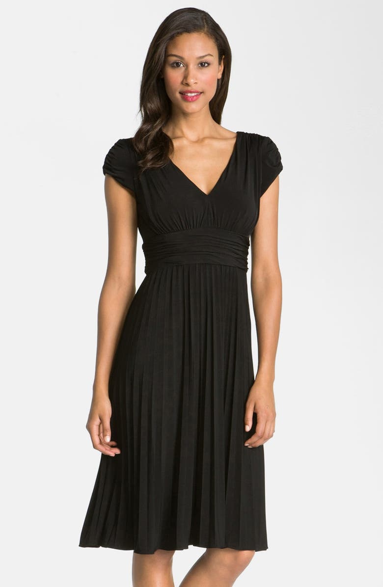 Maggy London 'Sunburst' Pleated Jersey Fit & Flare Dress, Main, color, 