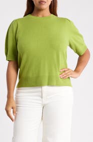 Caslon® Puff Sleeve Wool & Cashmere Sweater