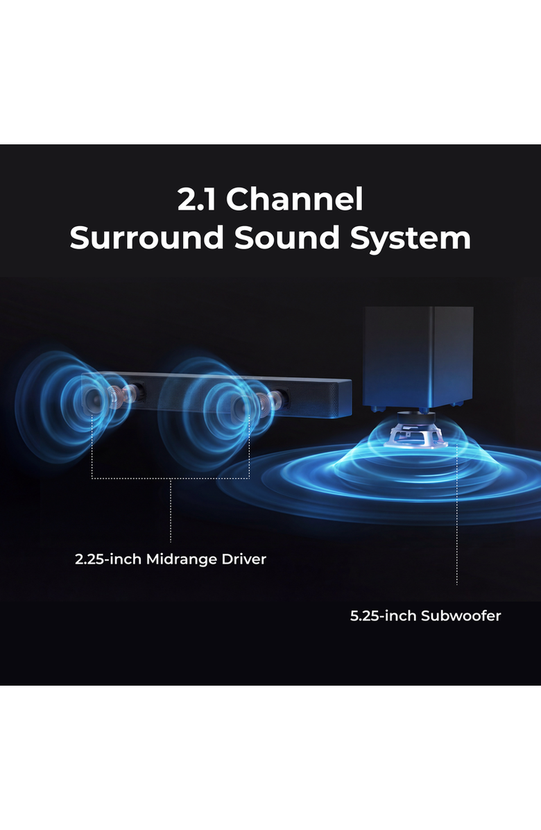 Ultimea Poseidon R3T 2.1ch Soundbar with Wireless Subwoofer, Alternate, color, Black