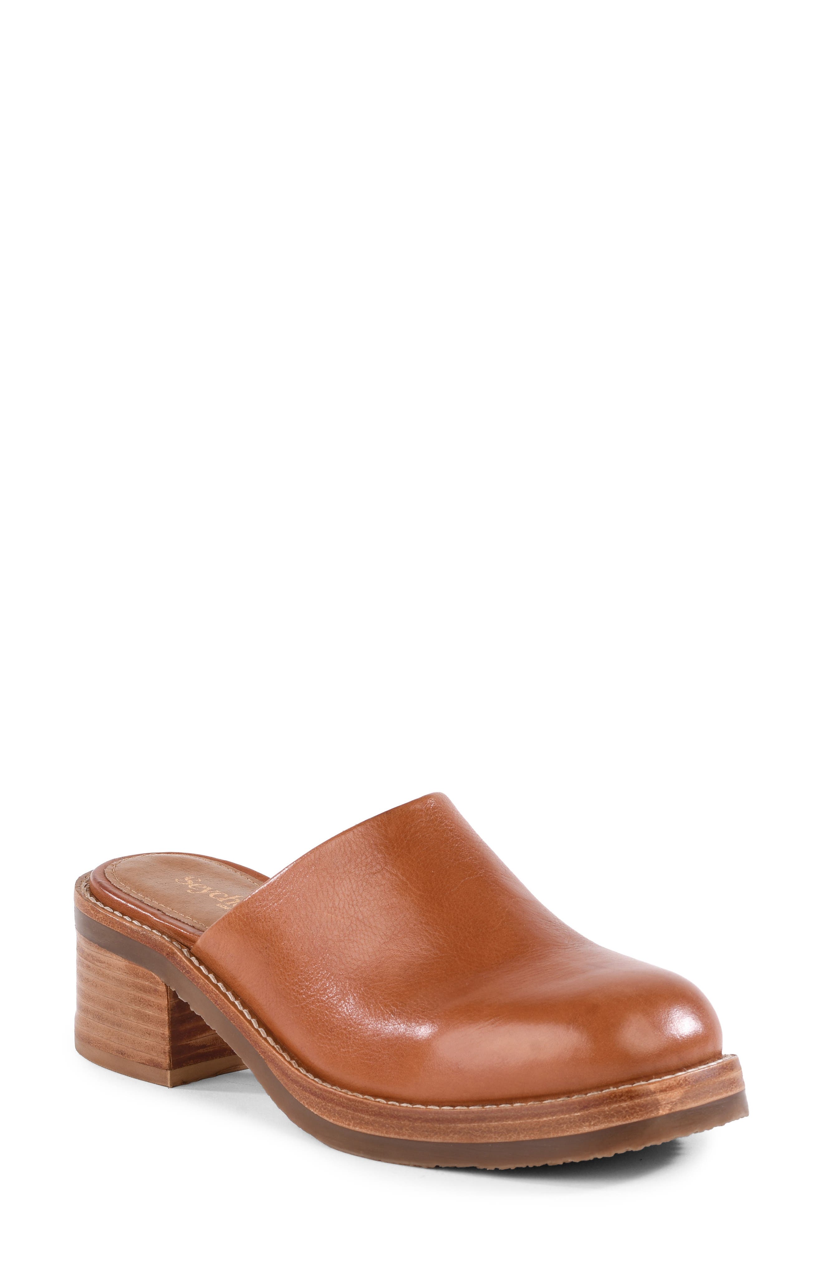 Magic Hour Leather Clog, Main, color, TAN
