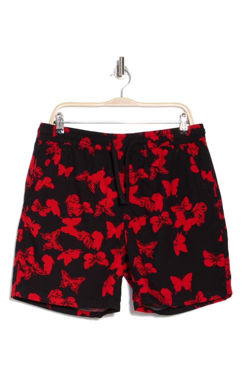 DENIM AND FLOWER Butterfly Cotton Blend Pull-On Shorts, Alternate, color, Navy